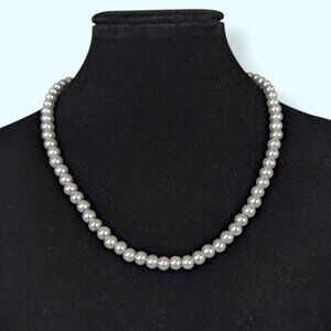 (2/$20) Grey Metallic Faux Pearl Necklace